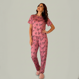 N-Love Printed PJ SET- Tea  Pink