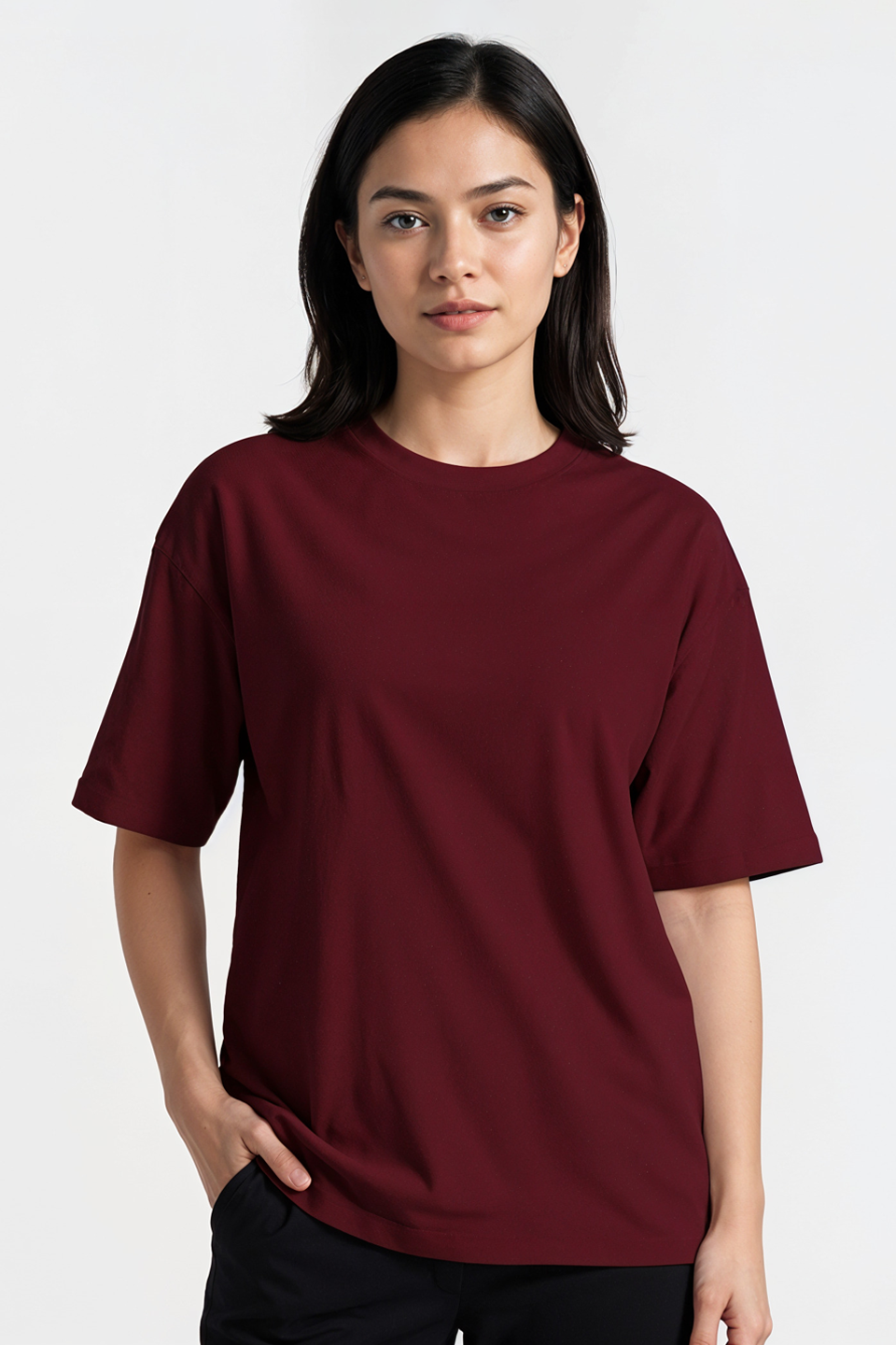 Emerce - Maroon Drop Shoulder Tshirt-W