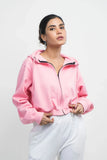 Emerce - Crop Zipper Hoodie - Pink