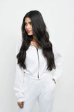 Emerce - Crop Zipper Hoodie - White