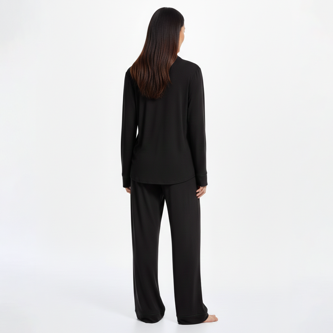 Emerce - Basic Linen Pajama Set - Black