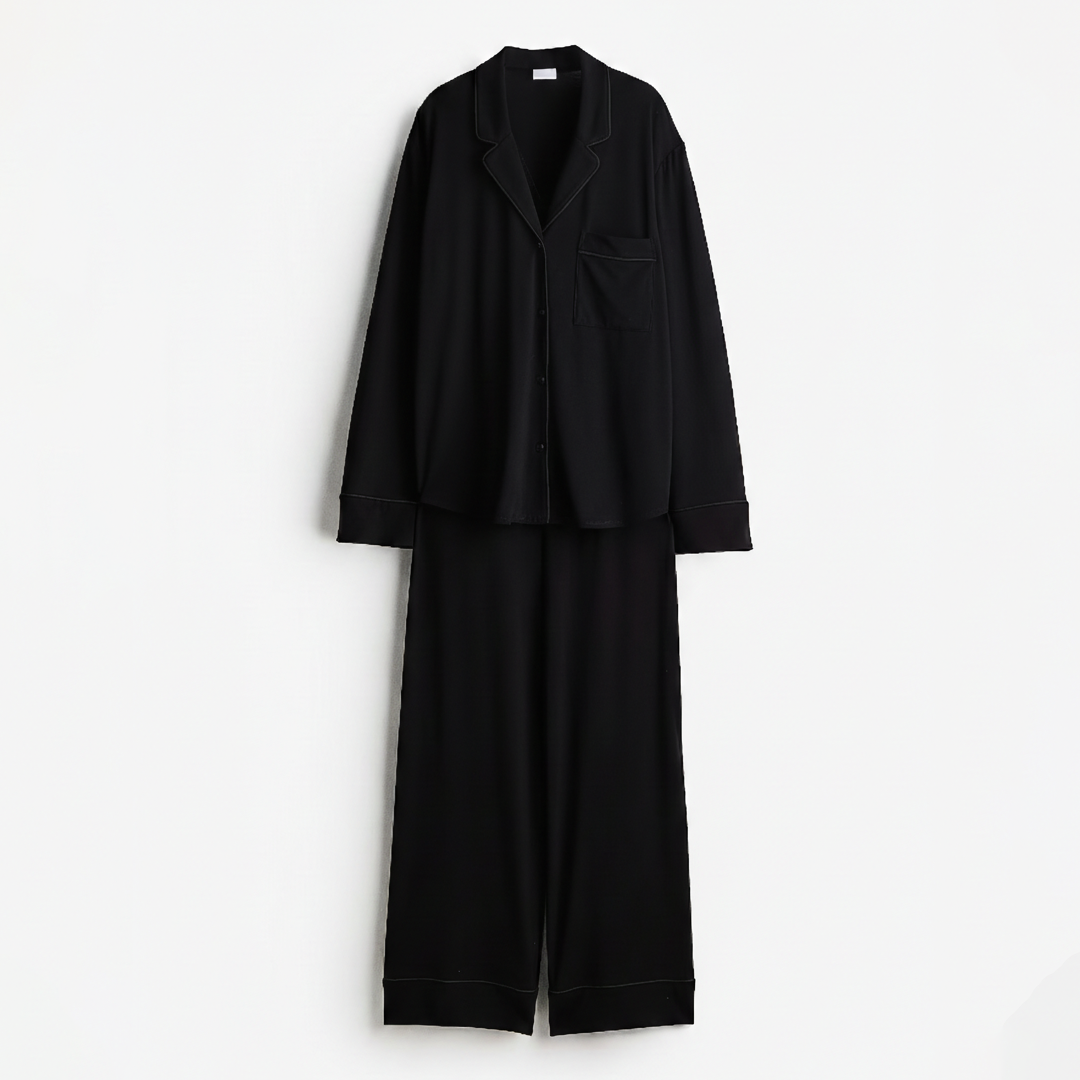 Emerce - Basic Linen Pajama Set - Black