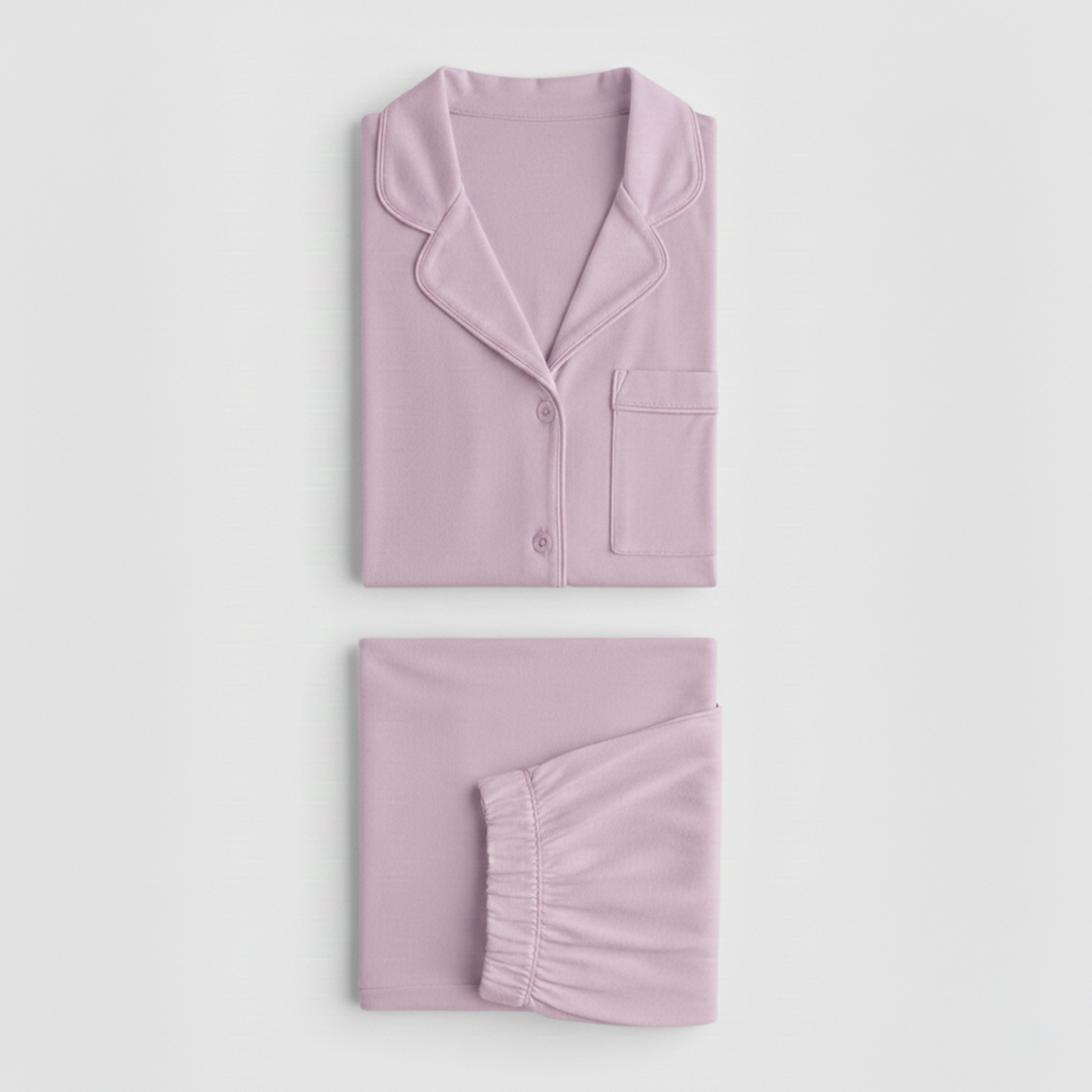 Emerce - Basic Linen Pajama Set - Lilac