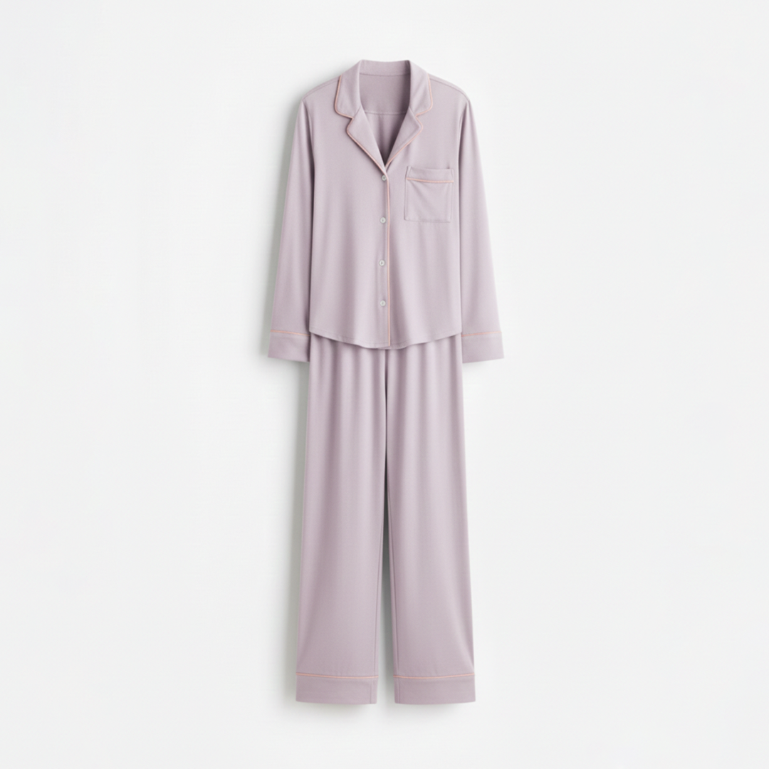Emerce - Basic Linen Pajama Set - Lilac