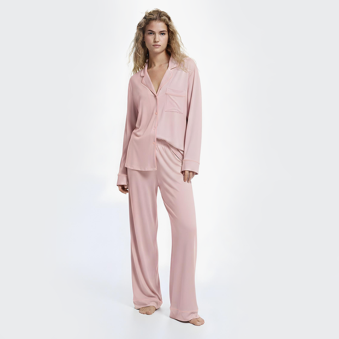 Emerce - Basic Linen Pajama Set - Dusty Pink