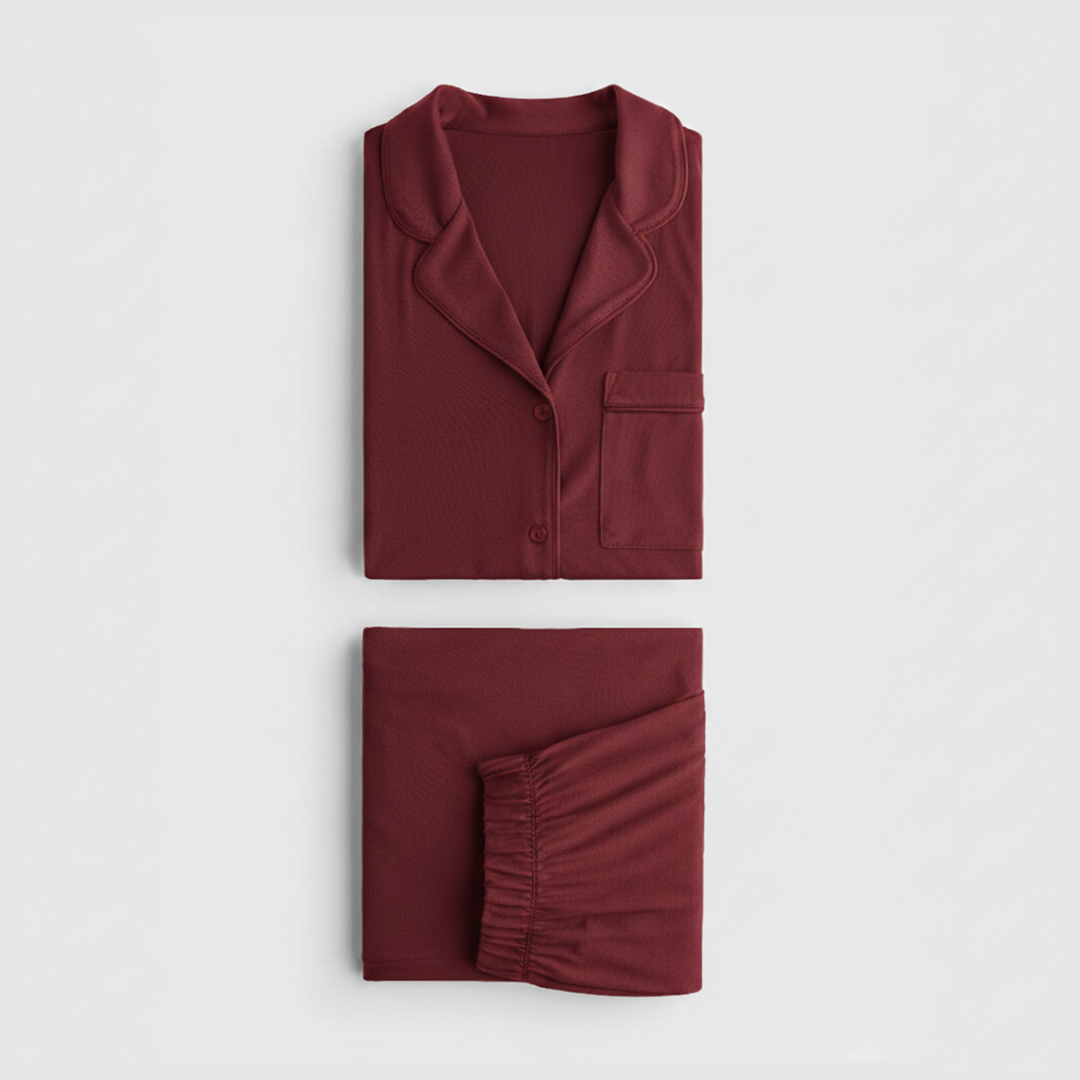 Emerce - Basic Linen Pajama Set - Red