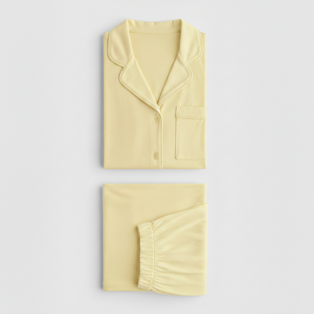 Emerce - Basic Linen Pajama Set - Lemon
