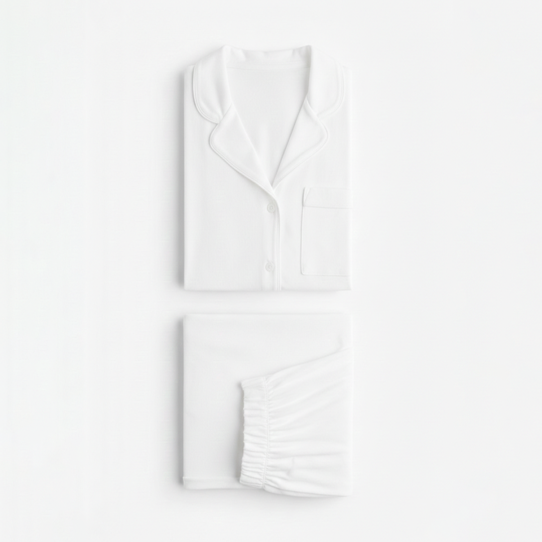 Emerce - Basic Linen Pajama Set - White