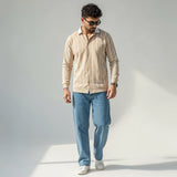 Emerce Striped Button Down - BIEGE