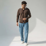 Emerce Striped Button Down - BROWN