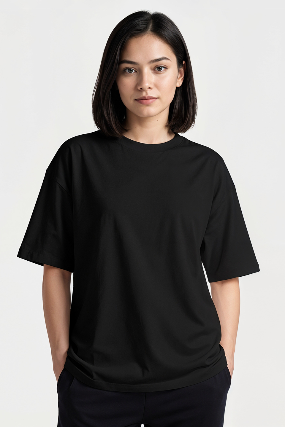 Emerce - Black Drop Shoulder Tshirt-W