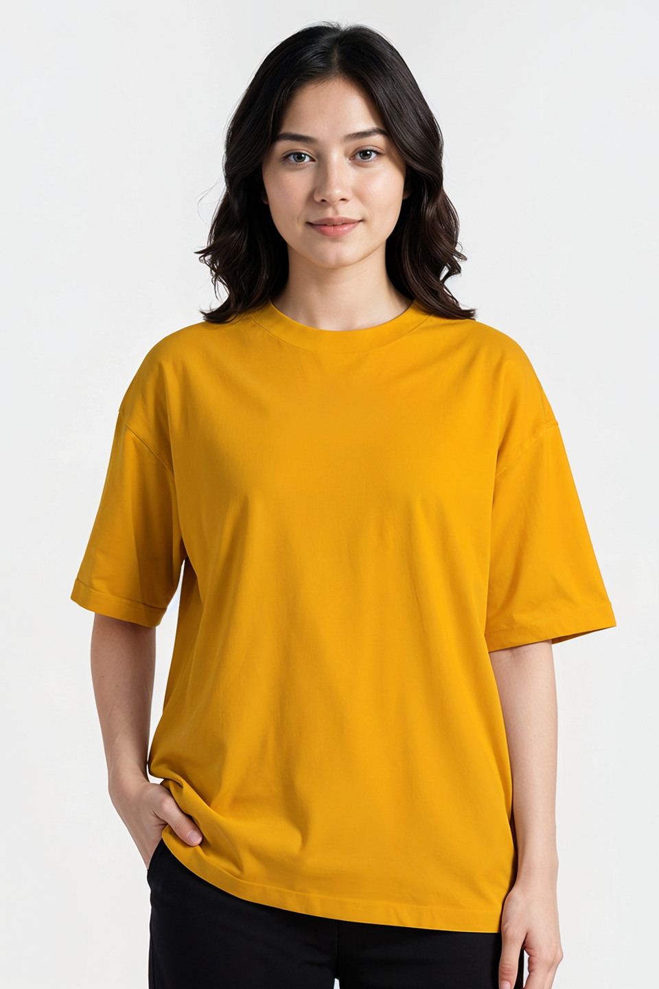 Emerce - Mustard Drop Shoulder Tshirt-W