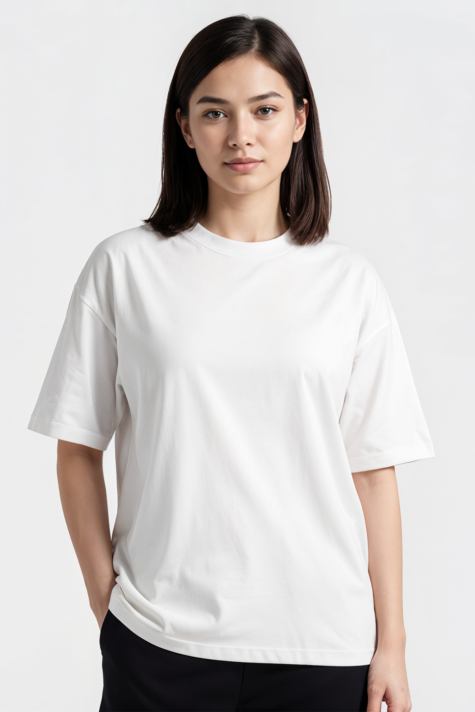 Emerce - White Drop Shoulder Tshirt-W