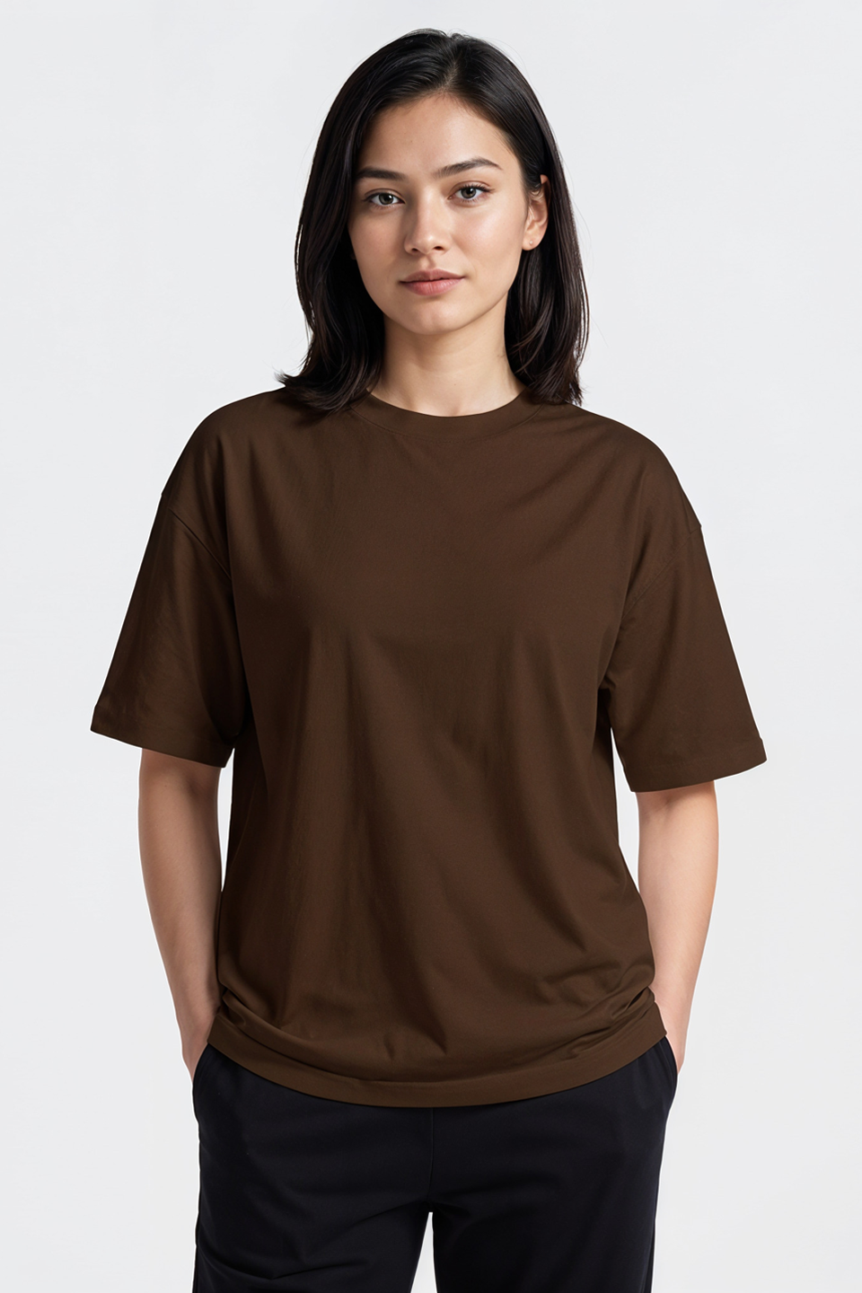 Emerce - Brown Drop Shoulder Tshirt-W