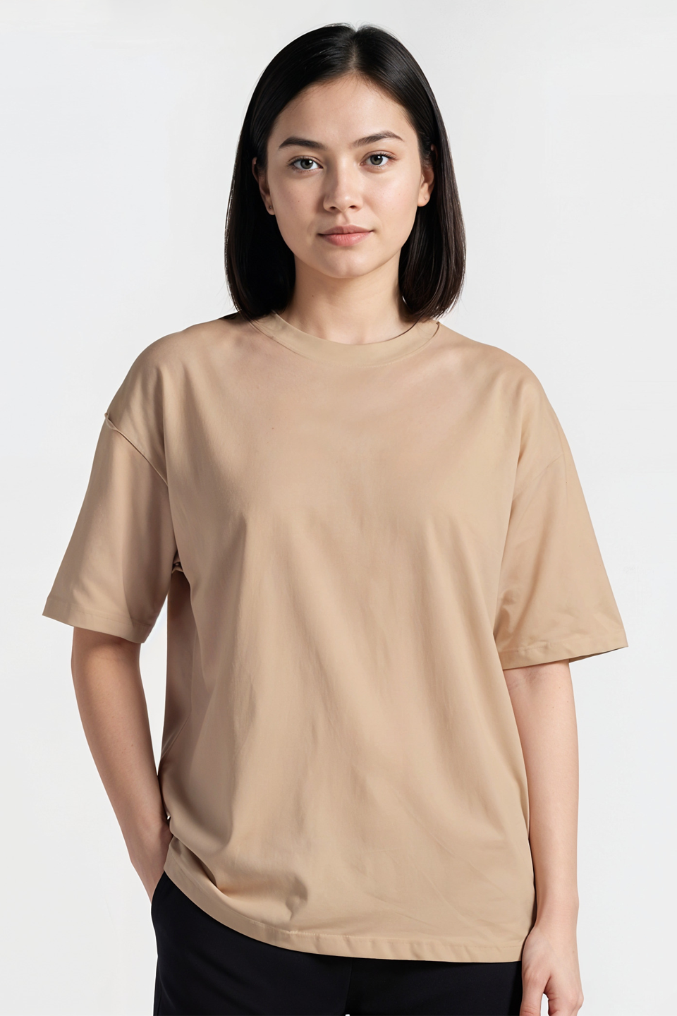 Emerce - Beige Drop Shoulder Tshirt-W
