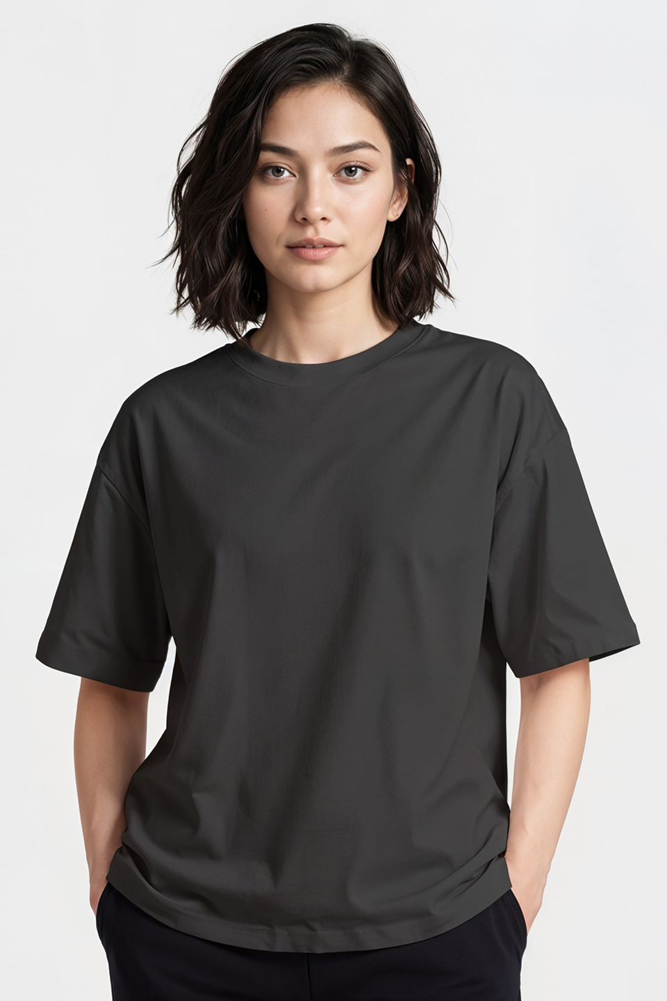 Emerce - Steel Grey Drop Shoulder Tshirt-W