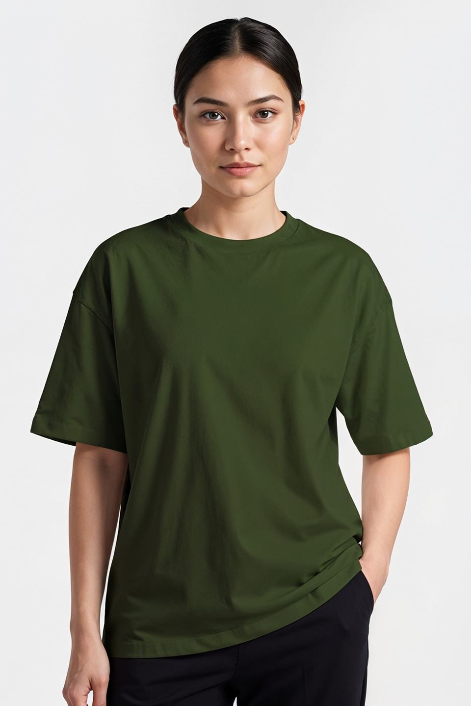Emerce - Olive Drop Shoulder Tshirt-W