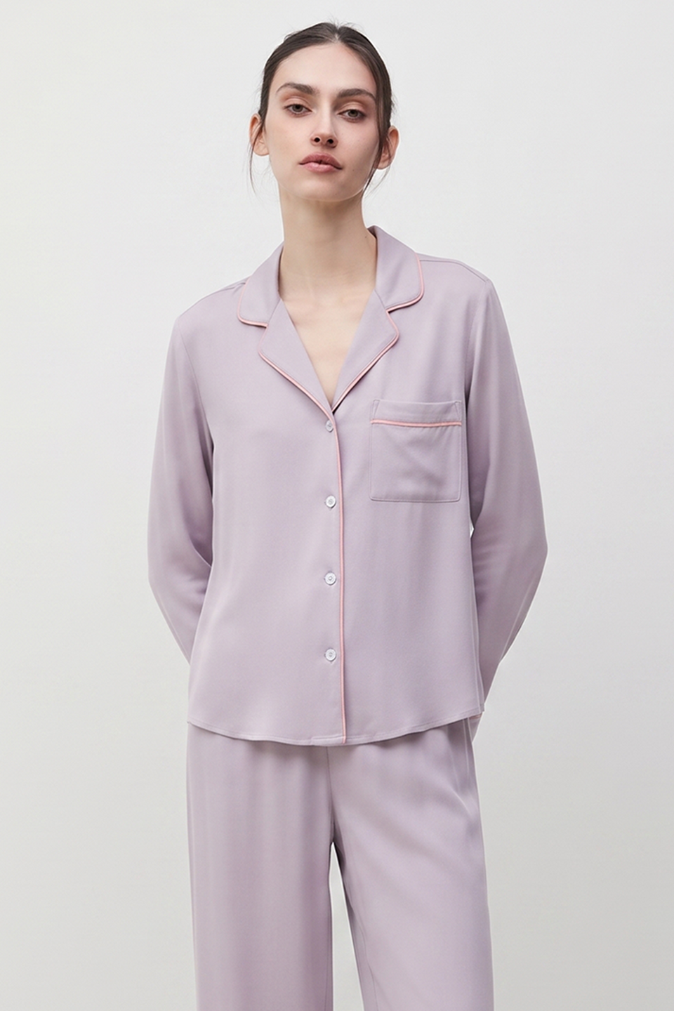 Emerce - Basic Linen Pajama Set - Lilac