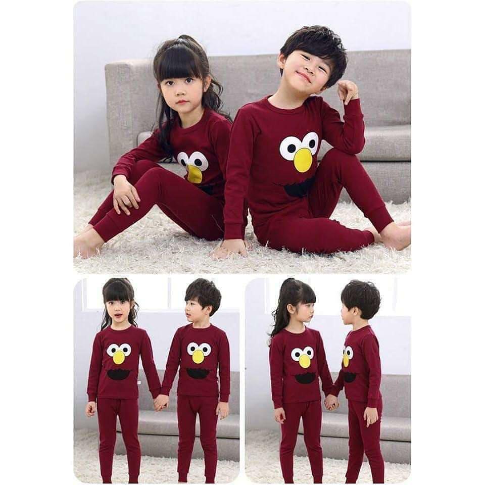 Emerce - MAROON ELMO PRINT KIDS NIGHT SUIT BABY & BABA