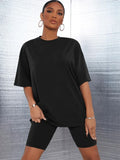 Emerce - Black Drop Shoulder Tshirt-W