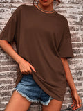Emerce - Brown Drop Shoulder Tshirt-W