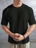 Emerce - Oversized Waffle Knit Tee For Men - Black