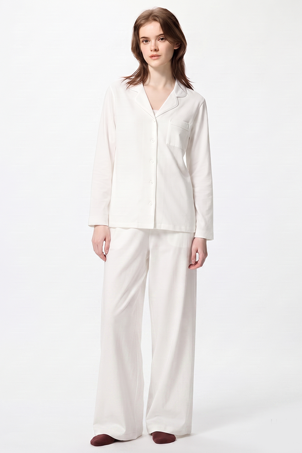 Emerce - Basic Linen Pajama Set - White