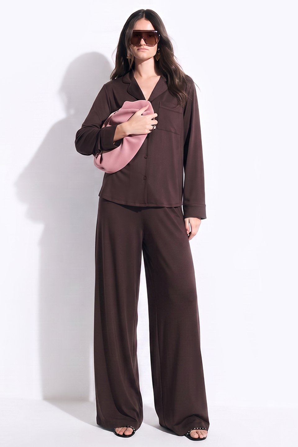 Emerce - Basic Linen Pajama Set - Mocha