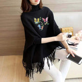 Emerce - BUTTERFLY PRINTED PONCHO - Black