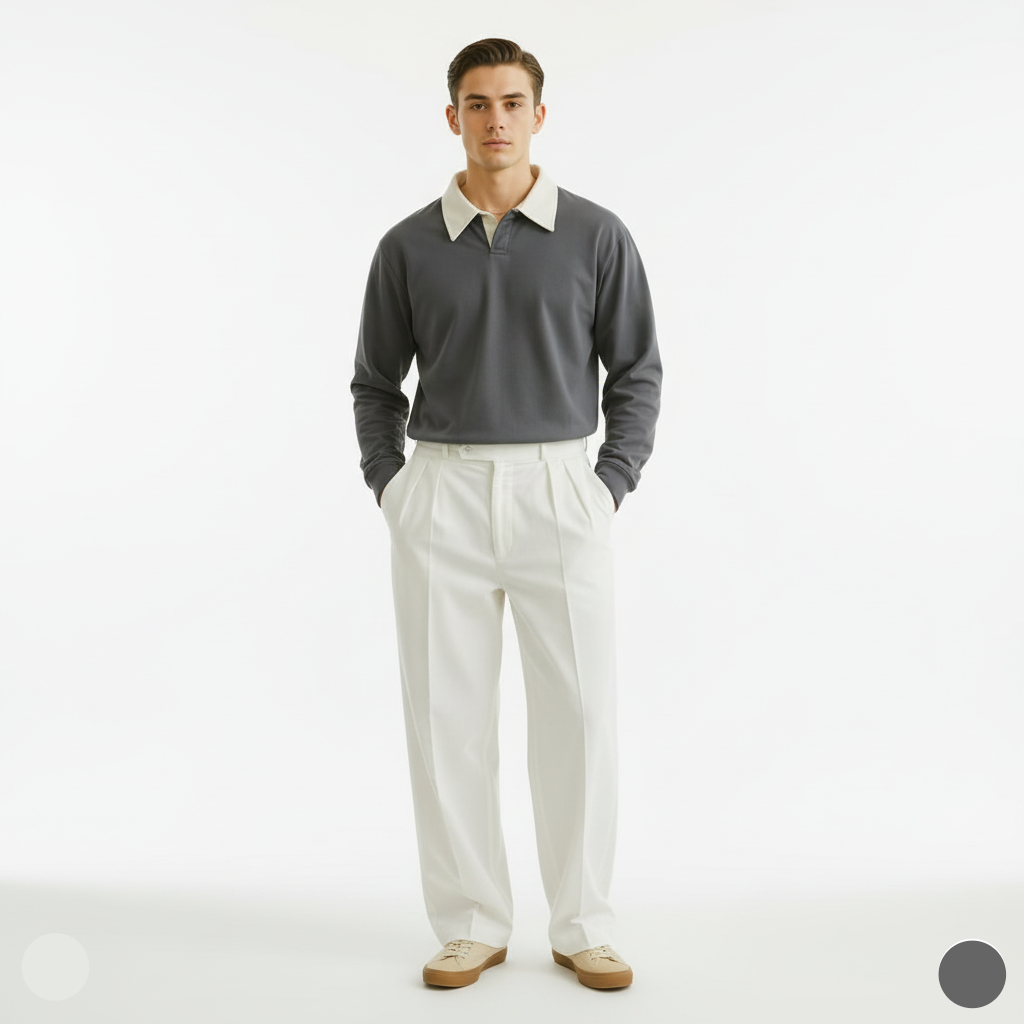 Emerce -Collar Fleece Polo - Charcoal