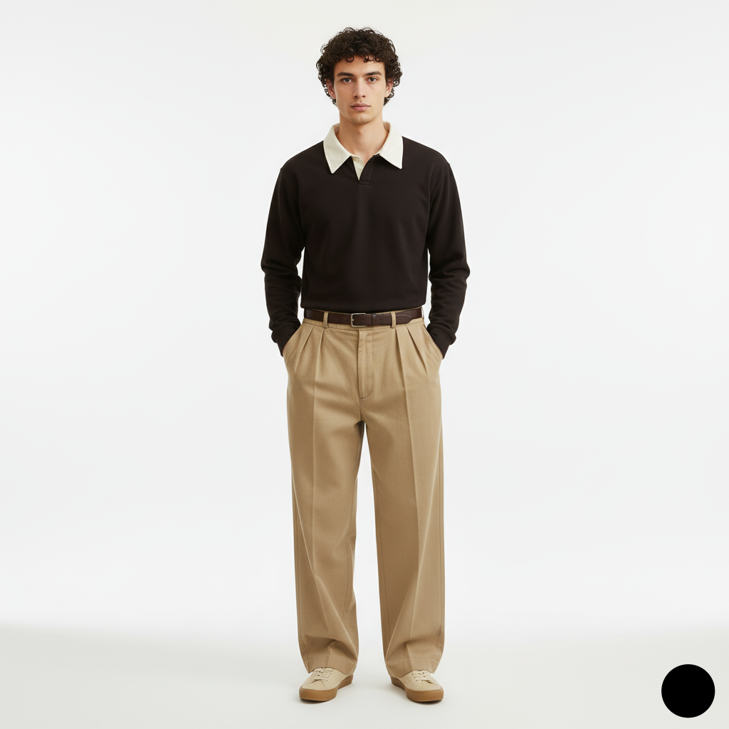 Emerce -Collar Fleece Polo - Black